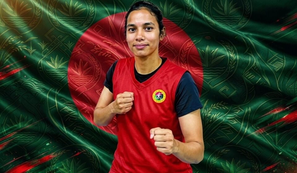 এশিয়ান গেমসে ব্রোঞ্জজয়ী উশু খেলোয়াড় জিন্নাত আক্তারকে বিমানবন্দরে সংবর্ধনা