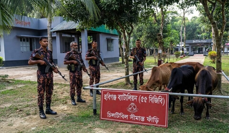 Indian cattle and liquor seized in BGB drive on Chunarughat border