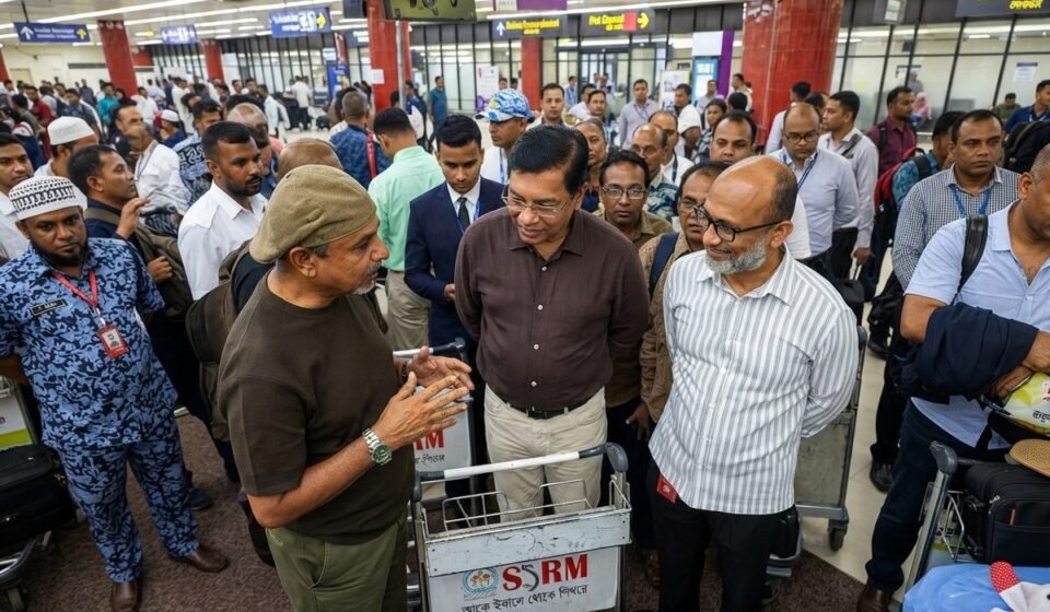 Tourism minister turns up suddenly at Shahjalal airport, talks to passengers