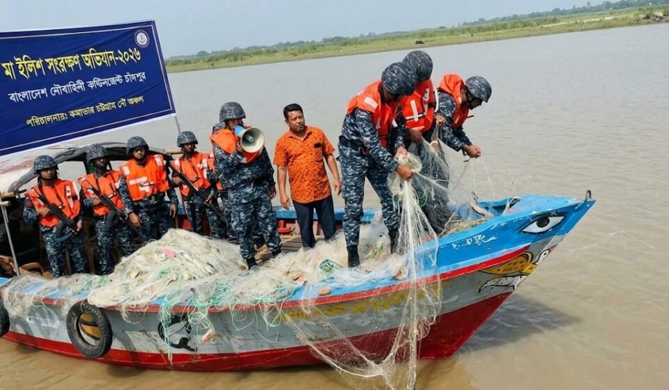 Navy drive in Chandpur to protect mother hilsa, illegal nets worth nearly Tk 7 crore burnt