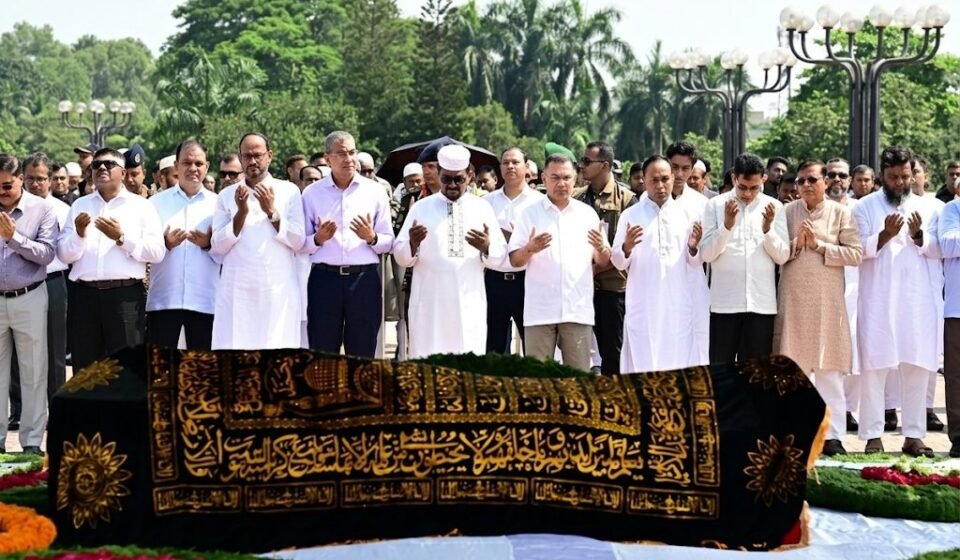 Salahuddin Ahmed's first janaza held at Sangsad Bhaban south plaza, Tarique Rahman pays tribute