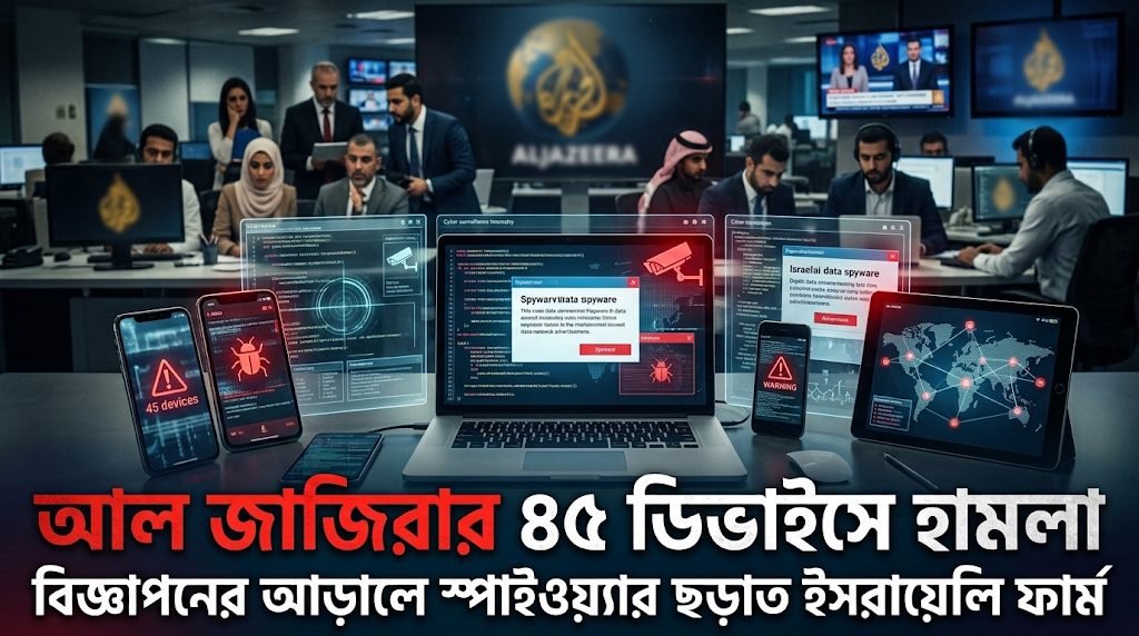 আল জাজিরার ৪৫ ডিভাইসে হামলা, বিজ্ঞাপনের আড়ালে স্পাইওয়্যার ছড়াত ইসরায়েলি ফার্ম
