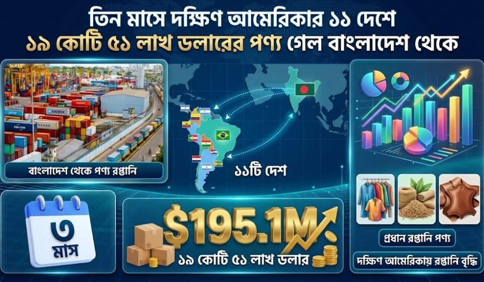 তিন মাসে দক্ষিণ আমেরিকার ১১ দেশে ১৯ কোটি ৫১ লাখ ডলারের পণ্য গেল বাংলাদেশ থেকে
