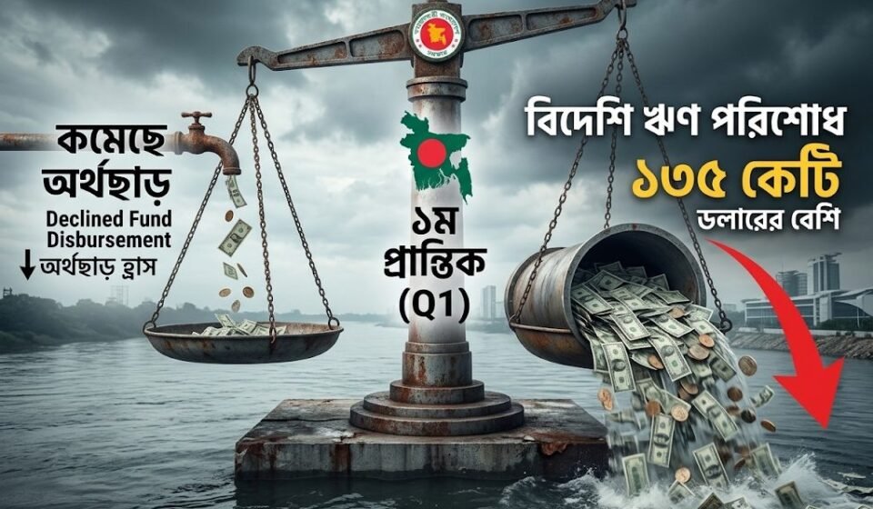প্রথম প্রান্তিকে বিদেশি ঋণ পরিশোধ ১৩৫ কোটি ডলার ছাড়াল, কমেছে অর্থছাড়